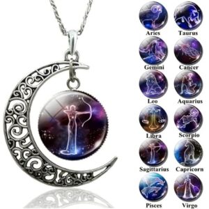 Constellation Moon Gemstone Pendant Necklace